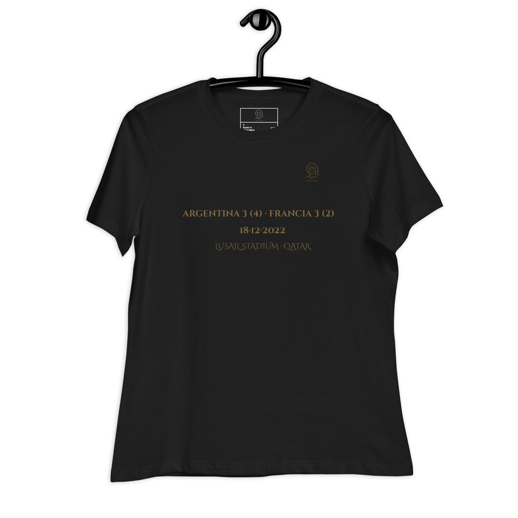 Camiseta mujer negra inspirada en la final del Mundial Qatar 2022, negra look