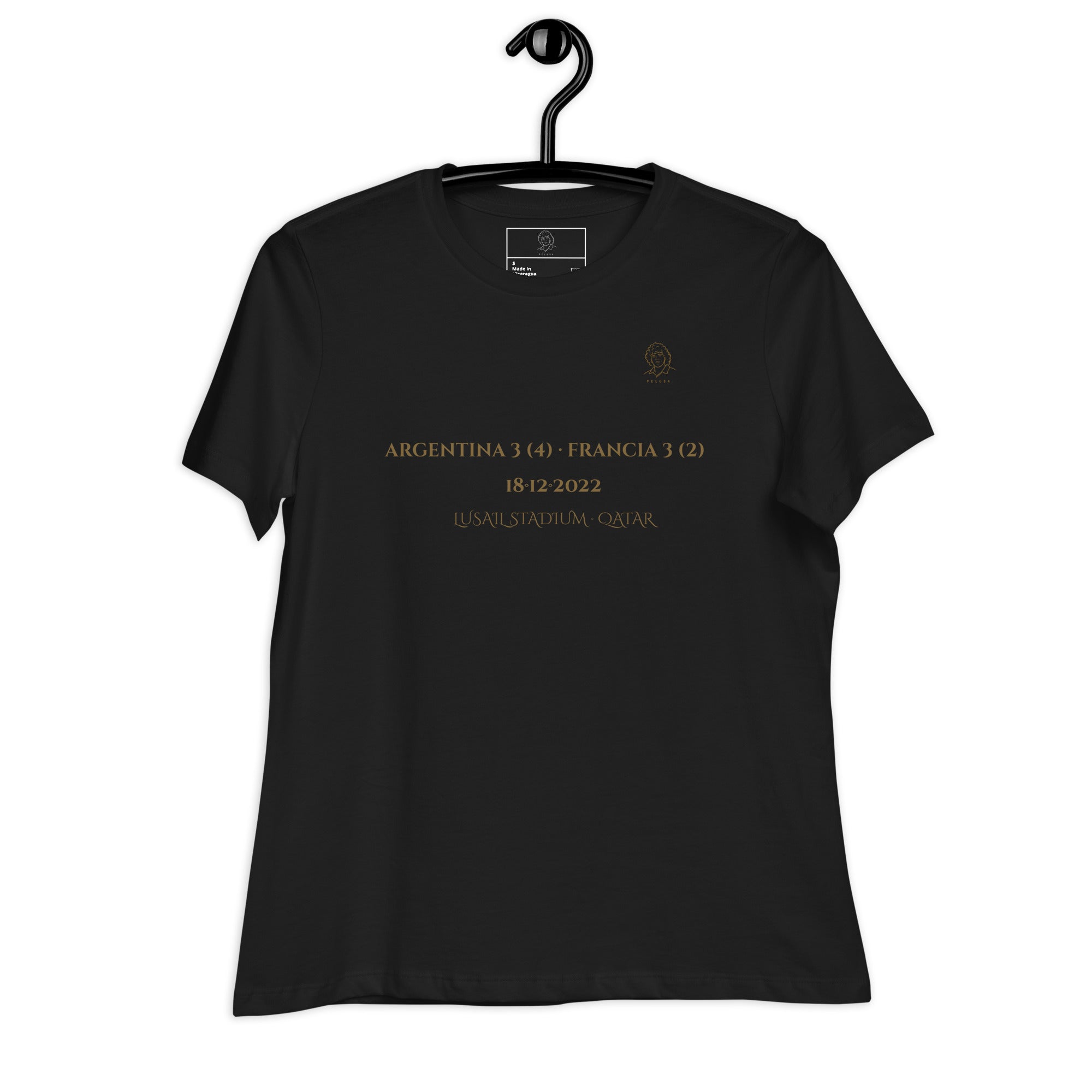 Camiseta mujer negra inspirada en la final del Mundial Qatar 2022, negra look