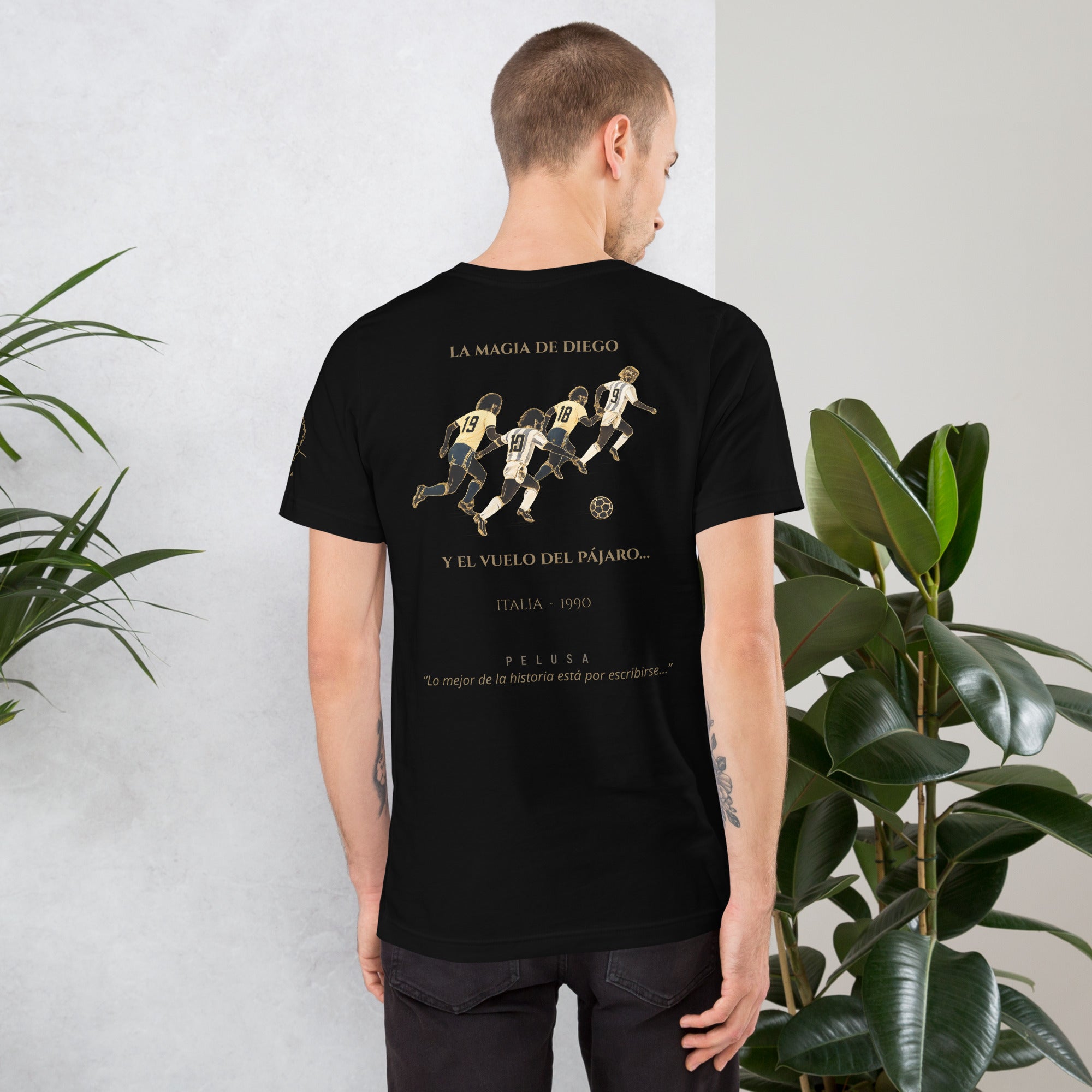 Camisetanegra inspirada en Argentina vs Brasil de Italia 1990, look hombre