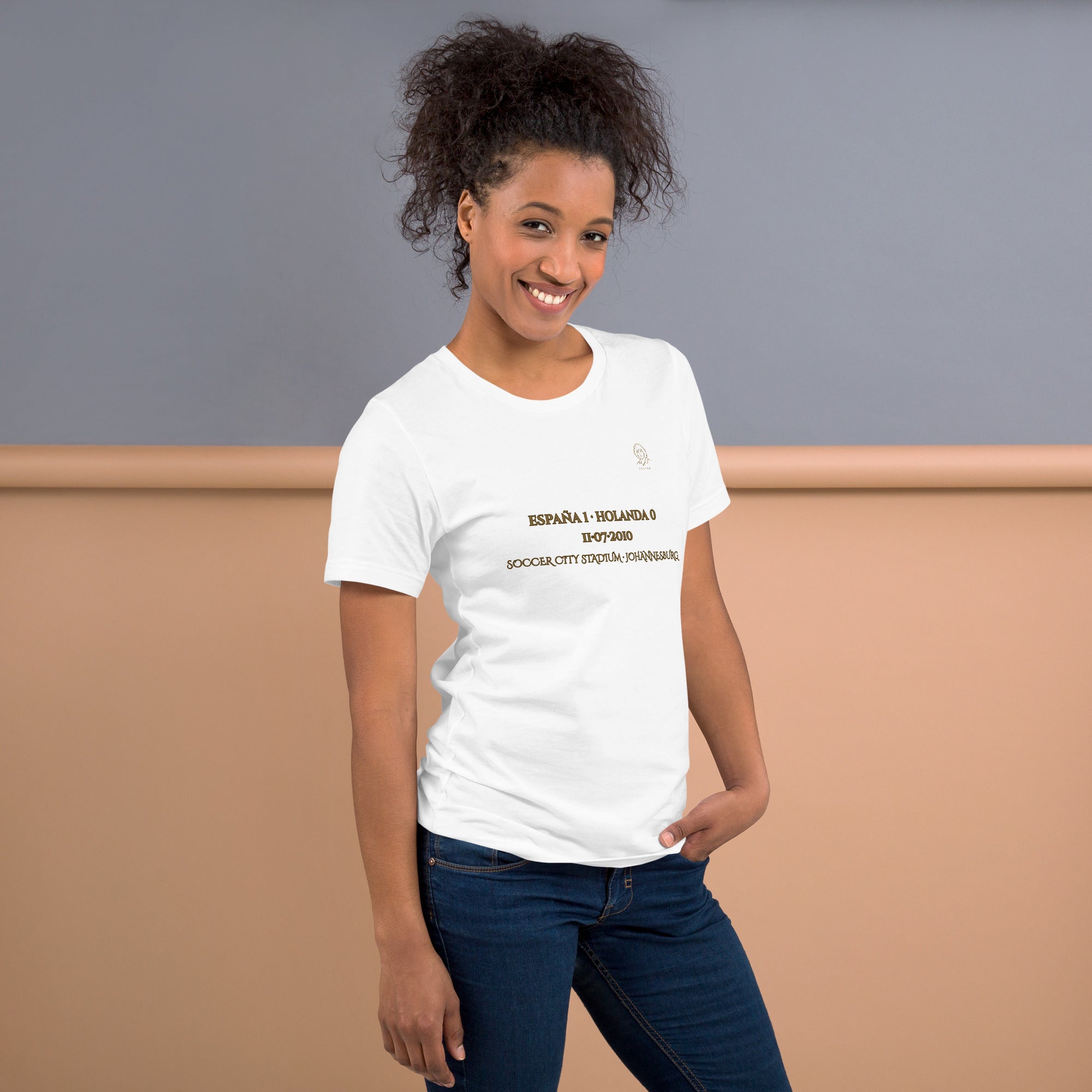 Parte frontal camiseta blanca España campeona del mundo 2010 mujer